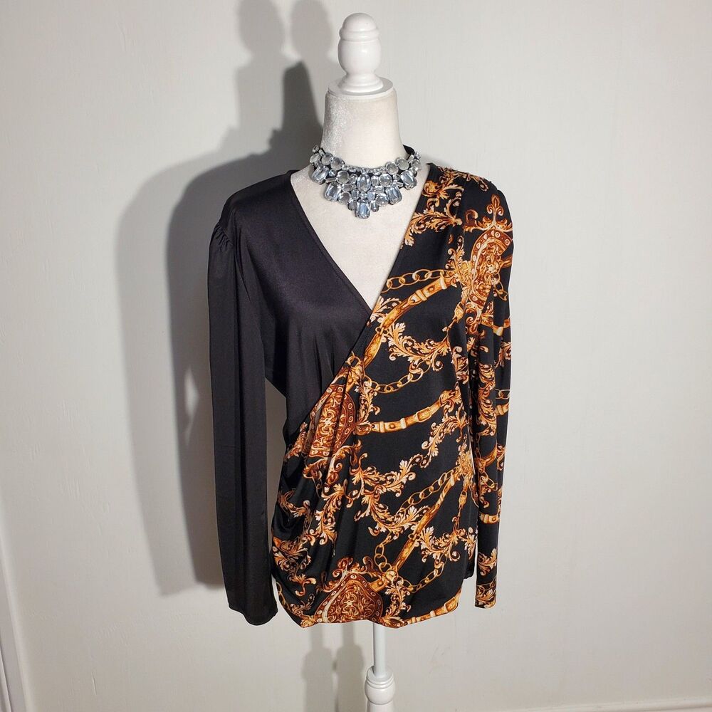 UNBRANDED BLOUSE BLACK LONG SLEEVE NO INFO TAG IS LIKE SIZE 2X